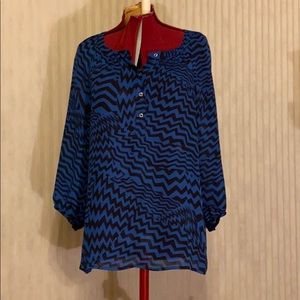 Blue patterned banana republic blouse